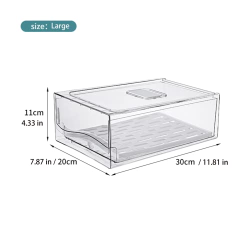 Fridge Organizer, Stackable Refrigerator Organizer Bins, Reusable Food Storage Containers, Fridge Drawer Organizer in Home Kitchen, Barbecue Shop, Restaurant, BPA-Free (2 Drawers, Large) - view 2