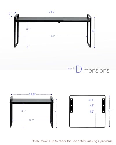 Cabinet Shelf Riser, Adjustable Cabinet Organizer, 12" Deep Black - view 3