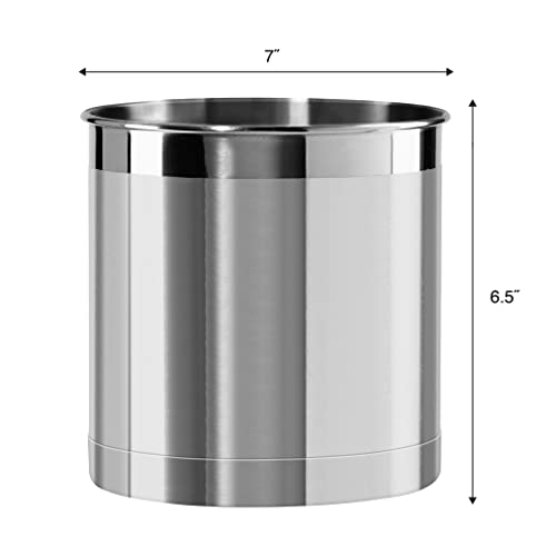 Stainless Steel Jumbo Utensil Holder - 7" Utensil Caddy, Weighted Base for Stability - Extra Large Utensil Crock and Countertop Utensil Organizer, Stainless Steel - view 5