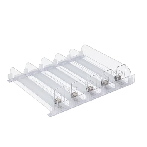Refrigerator Soda Can Organizer with Automatic Pusher – Clear Drink Dispenser for Fridge, Adjustable Dividers, Holds 12–15 Cans – Beverage Pusher Tray for Pantry, Cabinet & Fridge Shelf Storage