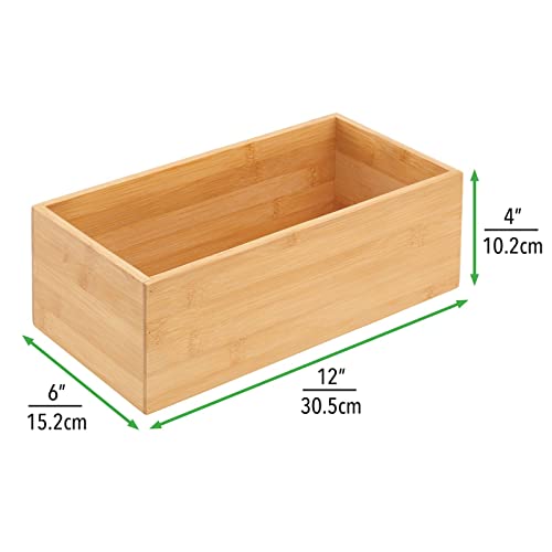 Bamboo Wood Organizer Storage Bin Box for Kitchen, Pantry, and Drawer Organization; Holder for Snacks, Juice Boxes, Utensils, Tea, Coffee - Echo Collection - 2 Pack - Natural - view 4
