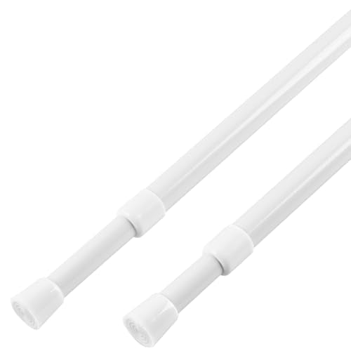 2 Pack 5/8" Spring Tension Curtain Rod, Adjustable Tension Rods White 18 to 30 Inch, RV Tension Bars, Tension Rod for Closet