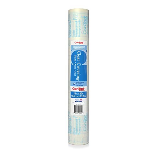 Con-Tact Brand Creative Clear Covering, Versatile and Self-Adhesive Shelf Liner, Semi-Transparent Privacy Film, Protective Clear Vinyl, 18'' x 60', Clear Matte
