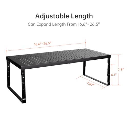 Expandable Adjustable Cabinet Shelf Organizer - Stackable Metal Spice Rack for Kitchen Pantry, Countertop, Cupboard & Bathroom (1Pack/Black,Large) - view 3