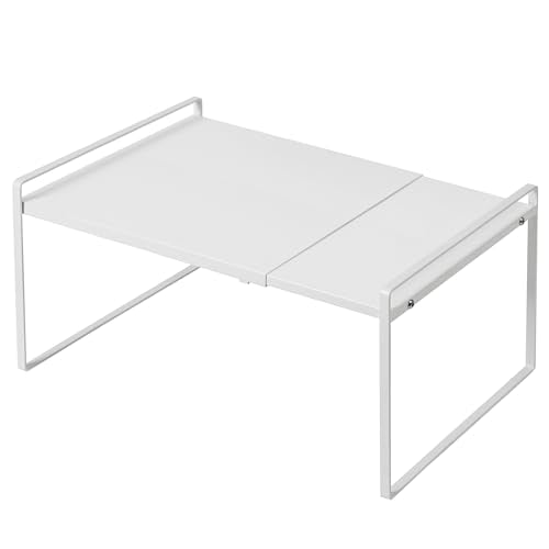 Expandable Shelf for Cabinets, Cabinet Shelf Riser, 12" White