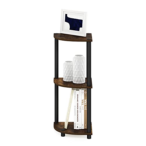 TURN-N-TUBE Corner Shelf, 3-Tier Corner Bookshelf, Display Storage Shelves with Open Shelves, for Organization and Storage, Living Room, Home Office, Garage, Amber Pine - view 4