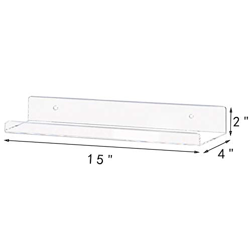 Clear Acrylic Shelves 15" Invisible Floating Wall Mount Display Bookshelf - view 3