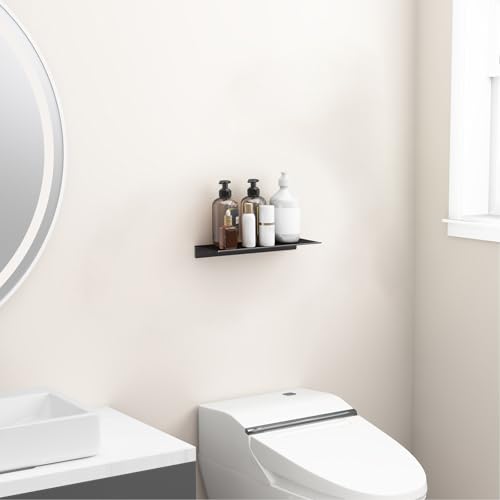 12 inch Metal Wall Shelf, Black Floating Shelf, Small Bathroom Shelf, Display Shelves for Wall Storage - view 5