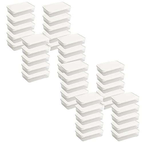 System refrigerator container 730ml Refrigerator Quick Frozen Storage Box Food Storage Container with Lid 4.72 in x7.3 in x 1.8 in White lid 40pcs set