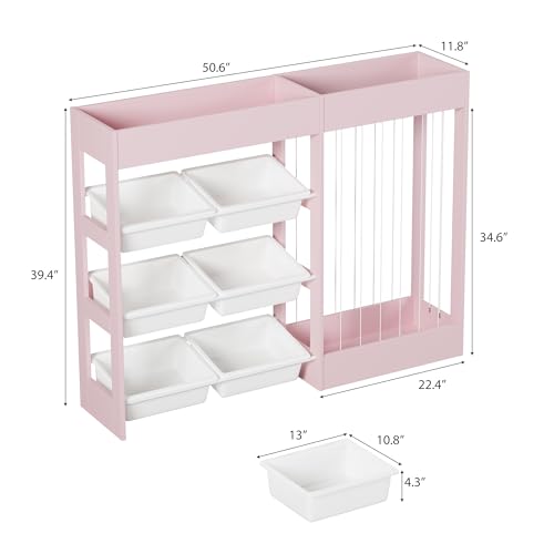 VontinT 50.6"W Toy Organizers and Storage with Stuffed Animal Zoo, Wooden - view 2