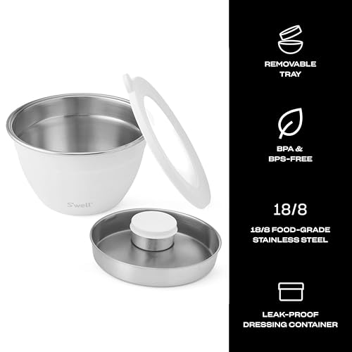 Stainless Steel Salad Bowl Kit, Moonstone, Comes with 2oz Mini Canister and Removable Tray for Organization, Leakproof, Easy to Clean, Dishwasher Safe, 64oz (Pack of 8) - view 3