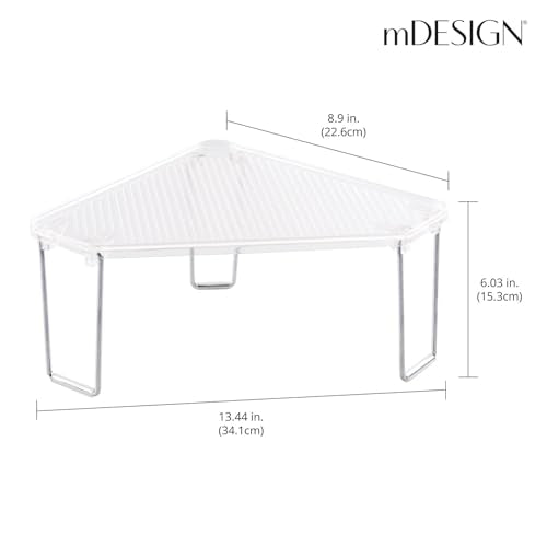 Plastic/Steel Corner Stackable Rack, Storage Organizer Shelf for Bathroom, Vanity, Countertop, Sink, Cabinet, Holds Makeup, Shower Accessories, Ligne Collection - 2 Pack - Clear - view 3