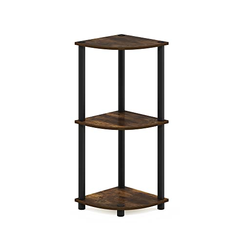 TURN-N-TUBE Corner Shelf, 3-Tier Corner Bookshelf, Display Storage Shelves with Open Shelves, for Organization and Storage, Living Room, Home Office, Garage, Amber Pine - view 5