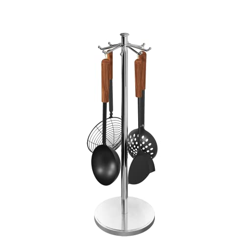 Kitchen Countertop Rotating Utensil Holder, Stainless Steel Chrome