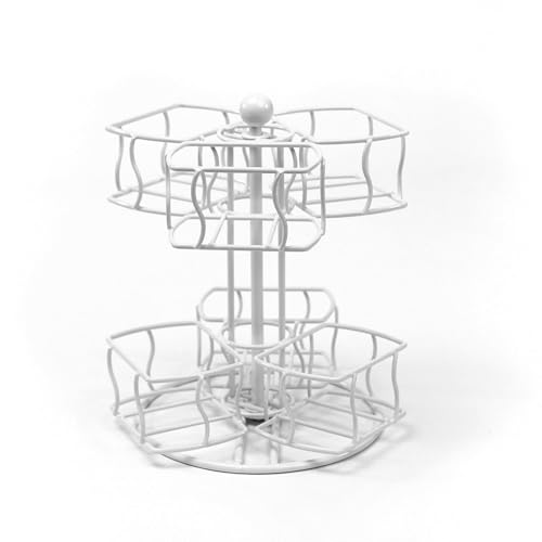 Nifty Tea Bag Spinning Carousel – 6 Compartments, Up to 60 Tea Bags Storage, Spins 360-Degrees, Lazy Susan Platform, Modern White Design, Home or Office Kitchen Counter Organizer - view 5