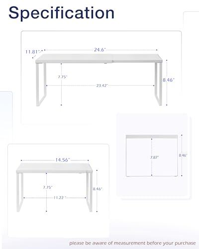 Expandable Cabinet Shelf, Shelf Riser for Cabinets, 11.8" White - view 3