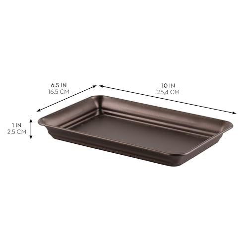 Decorative Countertop Vanity Tray Organizer for Bathroom, Bedroom, Closet, Entryway, Set of 2, 9.7" x 6.3" x 1", Bronze - view 3