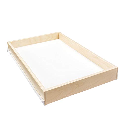 Sliding Pull-Out Shelf for Cabinets (Kitchen Cupboards, Pantry Drawers, Bathroom Storage) 2 3/8" Tall - 3/4 Slides & Base Mounting - Custom Clear Opening Width & Depth: (14", 19.75" (3/4))