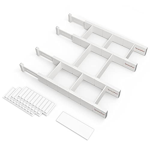 Bamboo Drawer Dividers with Inserts and Labels, Kitchen Adjustable Drawer Organizers, Expandable Organization for Home, Office, Dressers, 4 Dividers with 9 Inserts (17"-22" Natural) - view 4