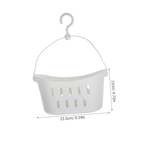White Hanging Plastic Shower Basket Storage Bin with Hook, for Bathroom - view 2