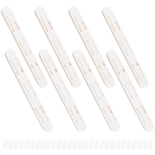 8Pcs Pull Out Rail for Baskets or Bins Cabinets Adhesive Sliders Plastic Drawer Rails Side Mounted Tracks Guides Kit White Drawer Slides Storage and Organization Accessories for Cabinet