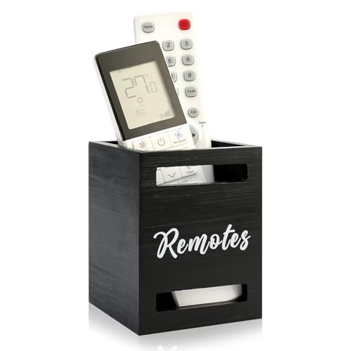 Black Wooden Table Remote Holder Wall Mount Nightstand TV Controller Caddy