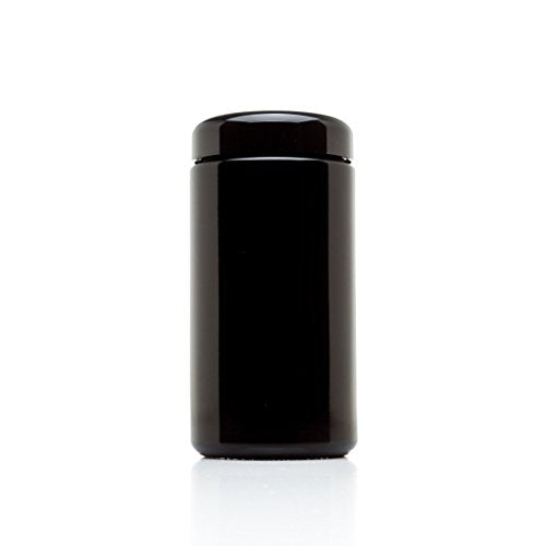 Classic UV Glass Jar 400ml (13.53 fl oz) Airtight Black Screw-Top Container for Coffee, Tea, Spices, Dried Goods, Kitchen Storage Jar