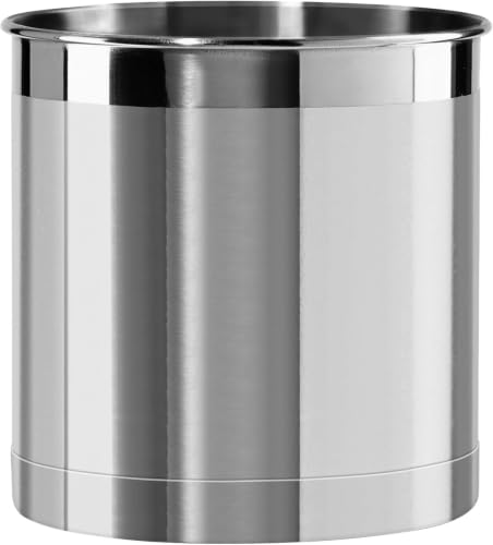 Stainless Steel Jumbo Utensil Holder - 7" Utensil Caddy, Weighted Base for Stability - Extra Large Utensil Crock and Countertop Utensil Organizer, Stainless Steel