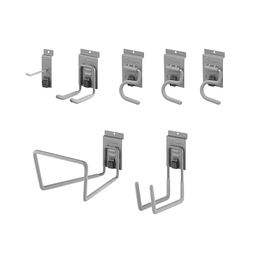 9Pc Heavy Duty Wall Track Storage Kit, 2 PVC 28" Panels, 7 Hooks - view 6