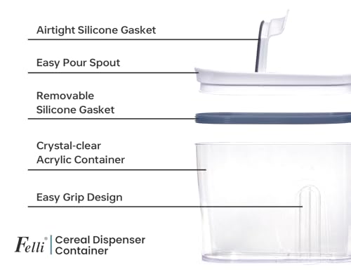 Cereal Container Storage Airtight Holds 32 oz Family Size Breakfast Box with Flip Top Lid, Stackable Acrylic Dry Food Dispenser, Protein Granola Oats Grains, Crunch Keeper (Large 4.1Qt - 2pk) - view 6