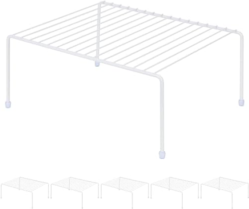 Medium (13.1 x 10.2 Inch) Cabinet Storage Shelf Rack, 6 Shelves, Kitchen Counter and Cabinet Shelf, Storage Rack Organizer for Kitchen, Fridge, Cabinet, Bathroom Cupboard & Pantry, White
