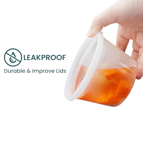 Deli Containers with Lids 16 oz - Disposable Soup Containers with Lids 48 Sets - Plastic Containers with Lid, Food Storage Containers with Lids, BPA Free/Microwave/Freezer/Dishwasher Safe - view 3