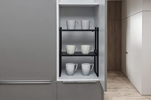 Expandable Shelf for Cabinets, Cabinet Shelf Riser, 10.3" Black - view 2