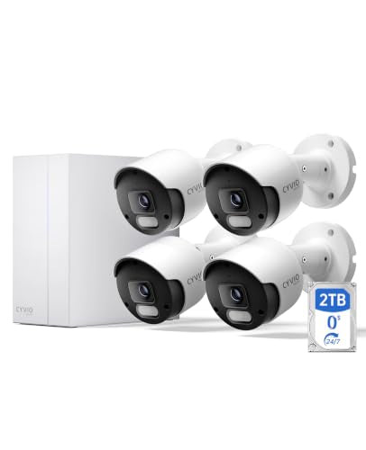 4K
PoE
Security
Camera
System,
Metal
Housing,
2TB
HDD
NVR,
4-Cam
Kit
