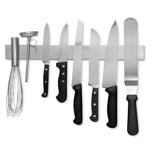16 Inch Stainless Steel Magnetic Knife Bar with Multi-Purpose Functionality as a Knife Holder, Knife Strip, Magnetic Tool Organizer, Art Supply Organizer & Home Organizer