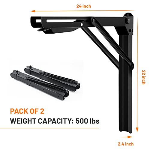 24" Folding Shelf Brackets Wall Mount Collapsible Shelf Bracket - view 2