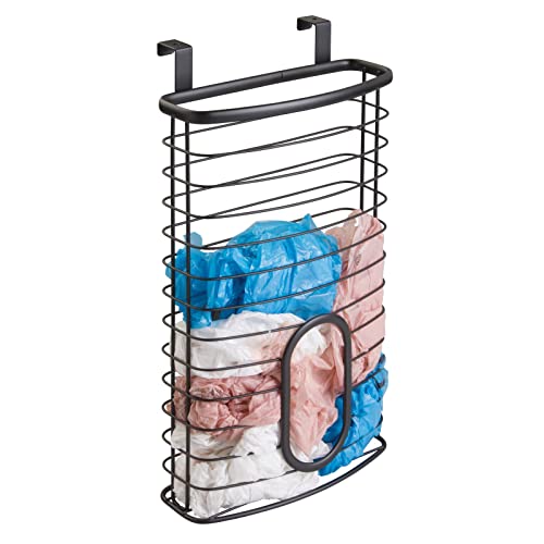 Steel Hanging Cabinet Storage Organizer Holder for Kitchen, Pantry - Holds Plastic, Sandwich, Garbage, Grocery and Trash Bags; Wrap, Foil, Pack - Spira Collection - Black