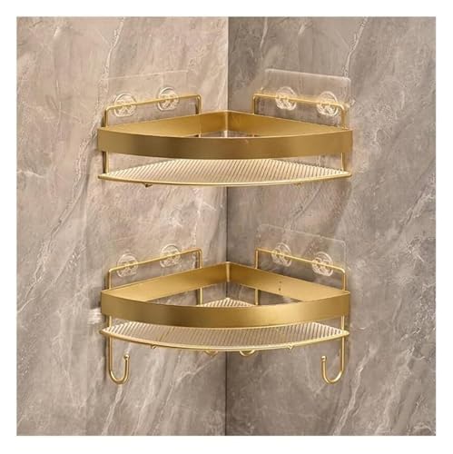Corner Shower Caddy - 2-Tier Suction Cup Bath Shelves, Triangle Shower Organizer with Hooks, No Drilling Acrylic Storage Solution for Bathroom, Durable & Stylish
