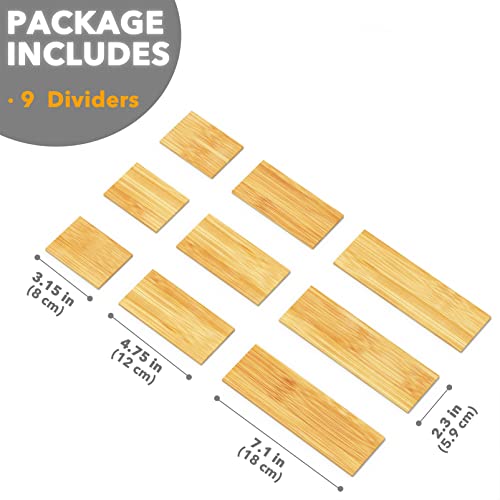 Bamboo Drawer Dividers Inserts, 3 Sizes, 9 Pack - view 3