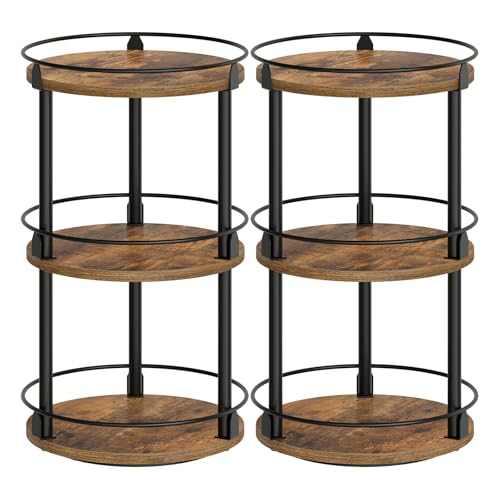 Spice Rack, Set of 2 Lazy Susan Organizer, 3-Tier Turntable Organizer For Cabinet, Compact and Versatile, for Kitchen Countertop, Rustic Brown SR23L2BR