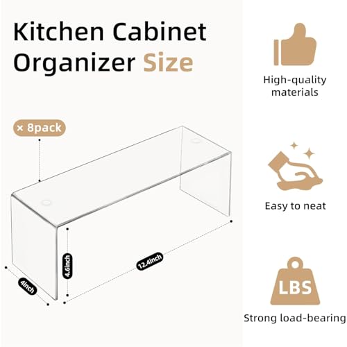 Cabinet Shelf, 8-Pack Clear Organizer Riser 12.4L × 4W × 4.6H in - view 2