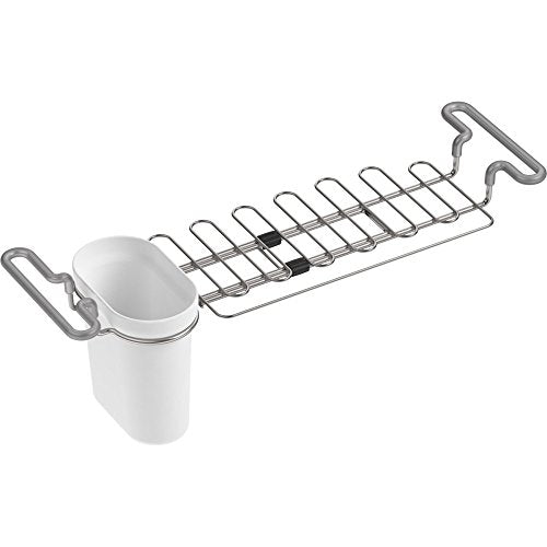 K-5473-0 Multi-Purpose Over-The-Sink Drying Rack, Caddy with Kitchen Towel Bar Holder, Soaking Cup. Expandable 14.6" to 17.6", White