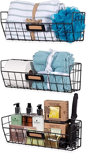 Wall Mounted Wire Basket Kitchen Storage Pantry Organizer Fruit Basket Varying Sizes Set of 3 Black - view 5