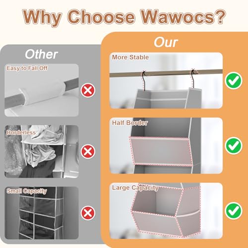 Closet Organizers and Storage Hanging with Mesh Pockets for Clothes, Grey - view 4