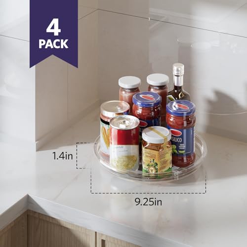 4 Pack Lazy Susan Turntable Organizer for Cabinet Pantry Fridge Clear - view 2