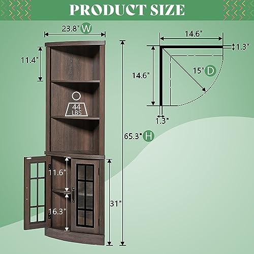 Curved Corner Storage Cabinet, 65" Tall Freestanding Bookcase - view 2