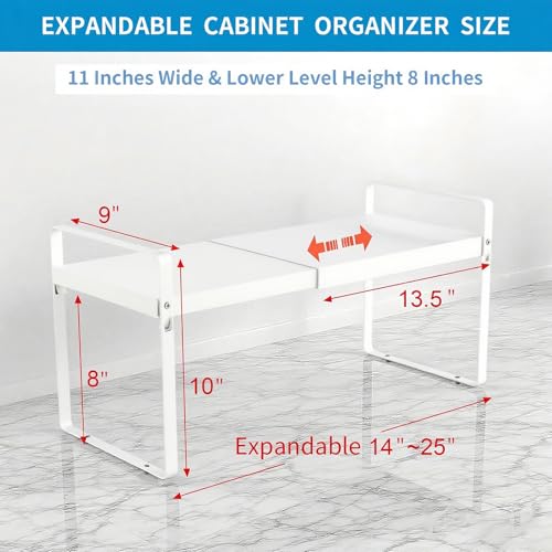 Expandable Cabinet Shelf Organizer, 9 Inch Deep, White, 2 Pack - view 3