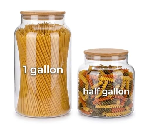 1 Gallon Glass Large Jar with Airtight Bamboo Lid - Strong Clear Borosilicate Canister for Kitchen Food Storage Organizing, Terrarium, Pantry Decorative Container & Laundry Room - Pack of 1 - view 7