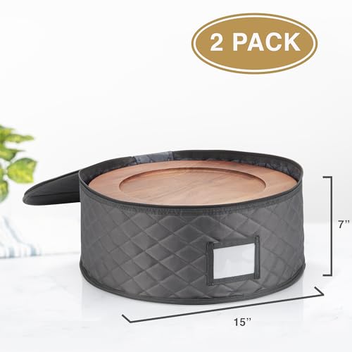 2 Pack 15" China Storage Containers for Charger Plates, 24 Felt Protectors - view 2