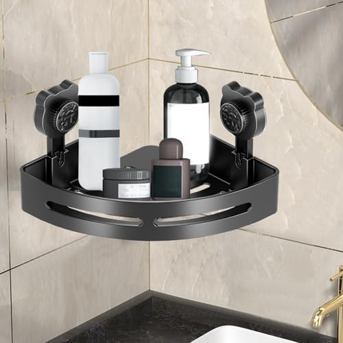 Shower Suction Shelf - Bear Suction Cup Wall Mounted Organizer, No-Drill Bathroom Storage Solution, Strong Adhesive Design | Black Shampoo Holder, Durable Shelves for Inside Shower and Compact Space - view 3